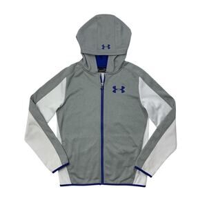 Under Armour Hoodie Boys L Large Fleece Loose Fit Full Zip Heatgear Sweatshirt
